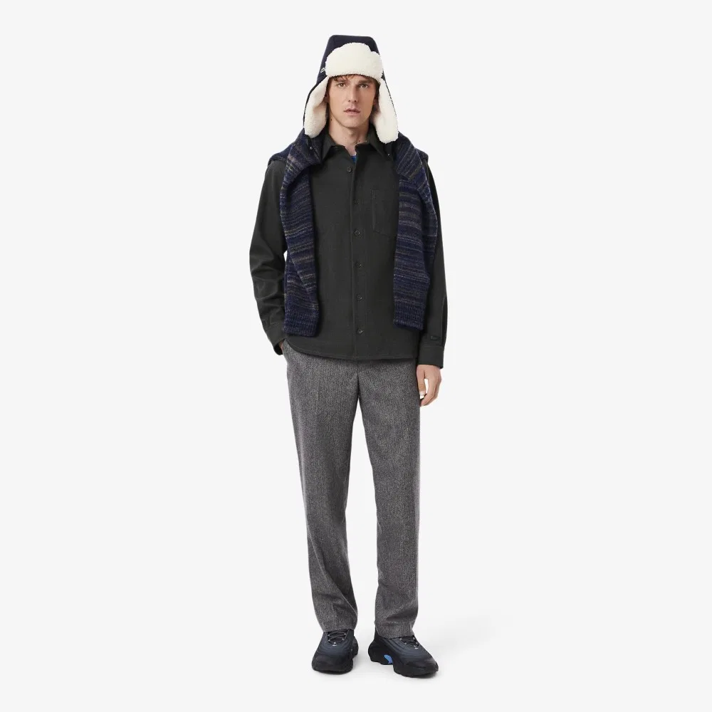 Мужская рубашка-оверсайз Double Face серого цвета от Lacoste — фото 4