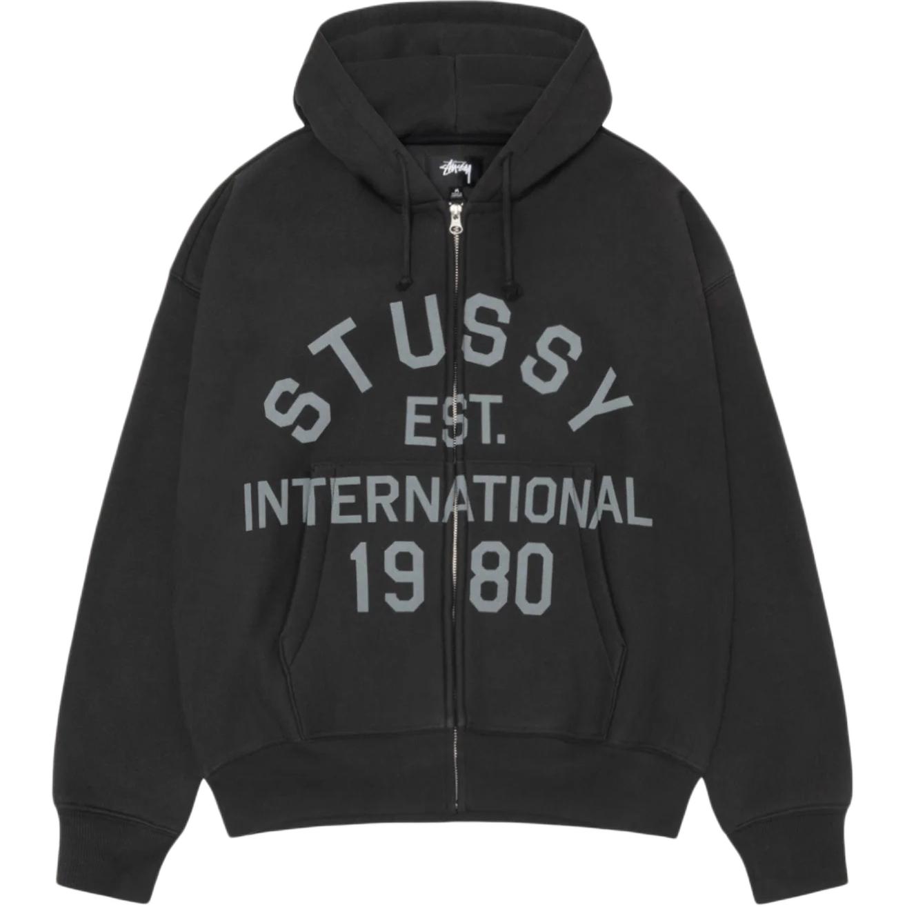 Толстовка с капюшоном и молнией FW25 ESTABLISHED унисекс Stussy, серо-зеленый — фото 3
