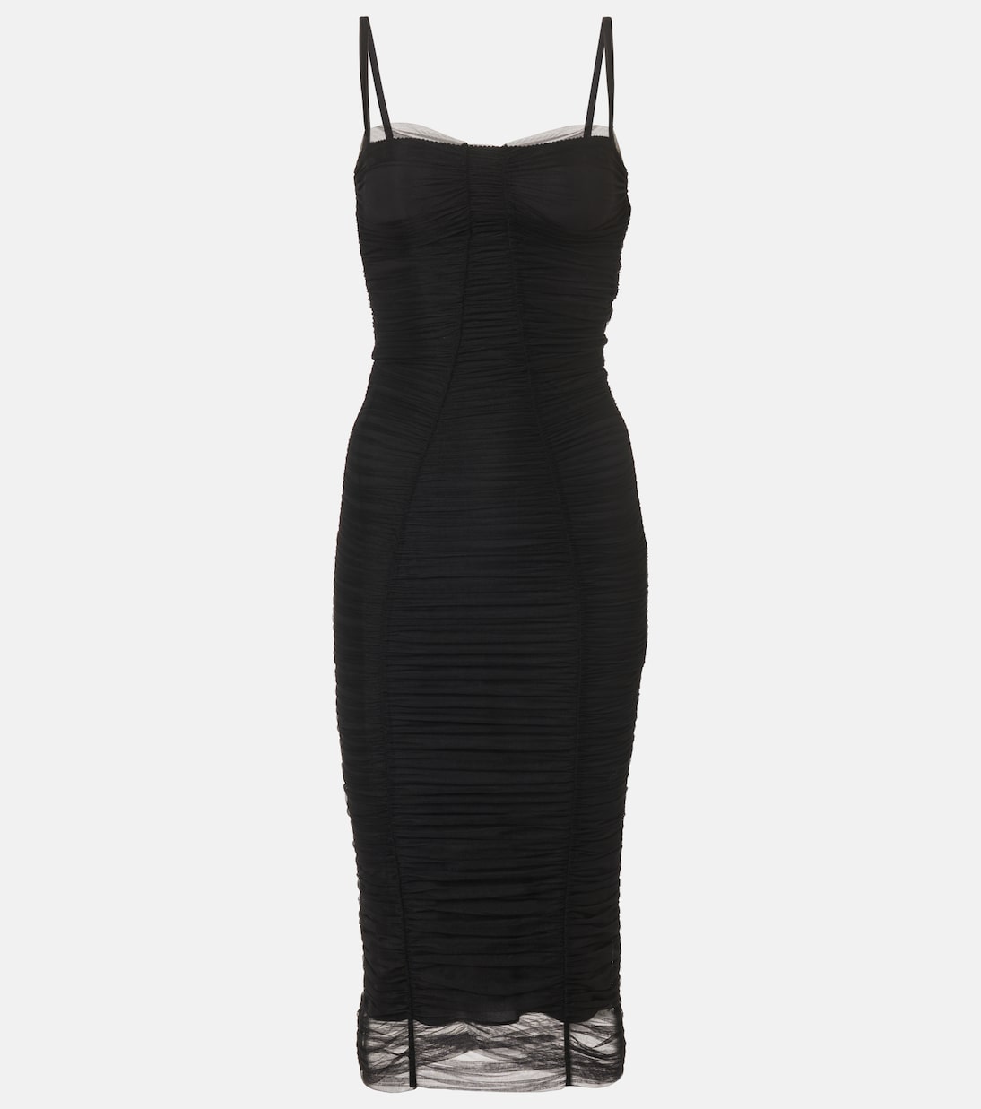 

Платье миди из прозрачного тюля с драпировкой Dolce&Gabbana, Nero