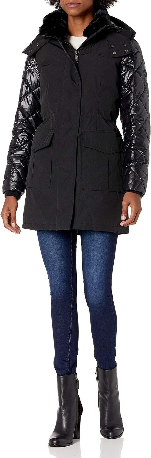 

Парка Womens Zip Front Polyfill Anorack Parka Calvin Klein, черный