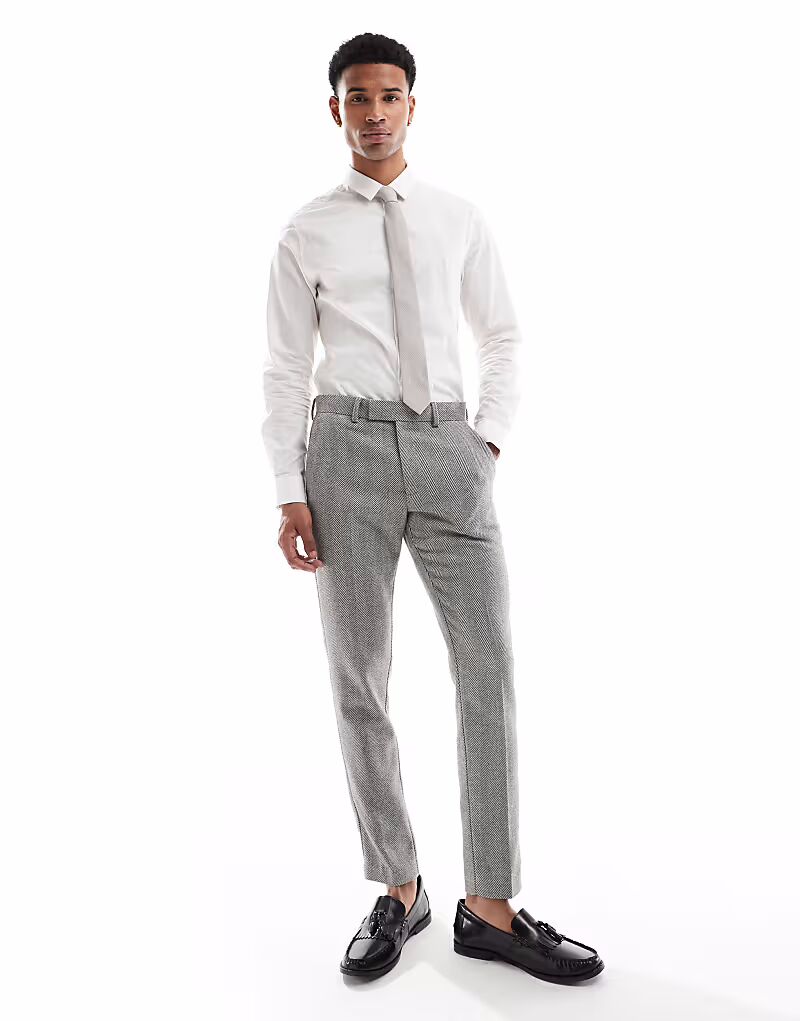 

Новые облегающие брюки из шерстяной смеси ASOS DESIGN серого цвета