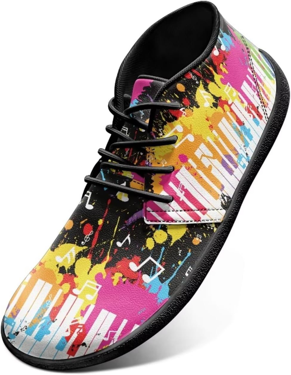 

Ботинки с широкой носочной частью, кроссовки с нотами для женщин и мужчин, модные шнурованные туфли с нулевым перепадом подошвы, минималистичная обувь Chririnla, Watercolor Music Note