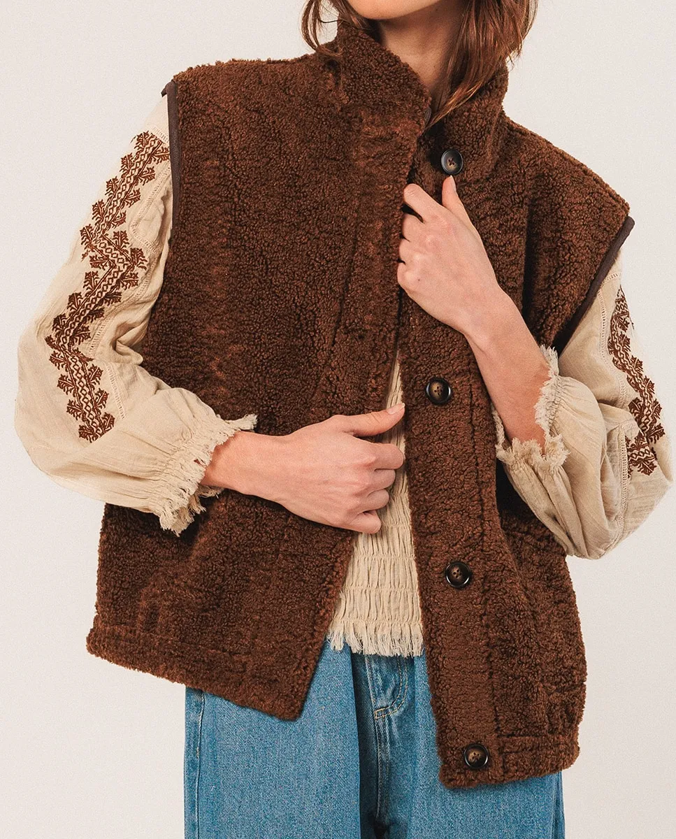 

Женский жилет Teddy с круглым вырезом Indi & Cold, темно-коричневый
