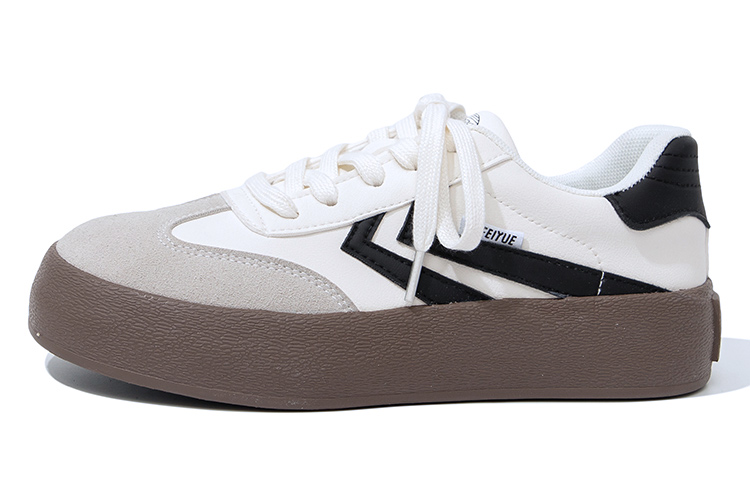 Кроссовки Feiyue Skateboarding Shoes Women's Low-top Beige/Black, бежевый/черный