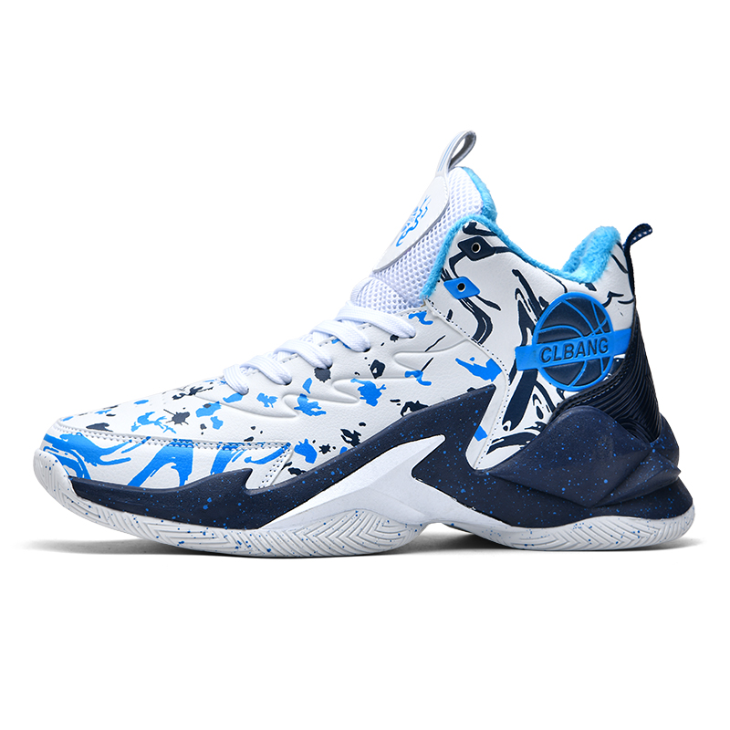 

MUSNODO Износостойкие термостойкие баскетбольные кроссовки Unisex 8906 White Blue с флисовой подкладкой, цвет 8906 White Blue Fleece-Lined