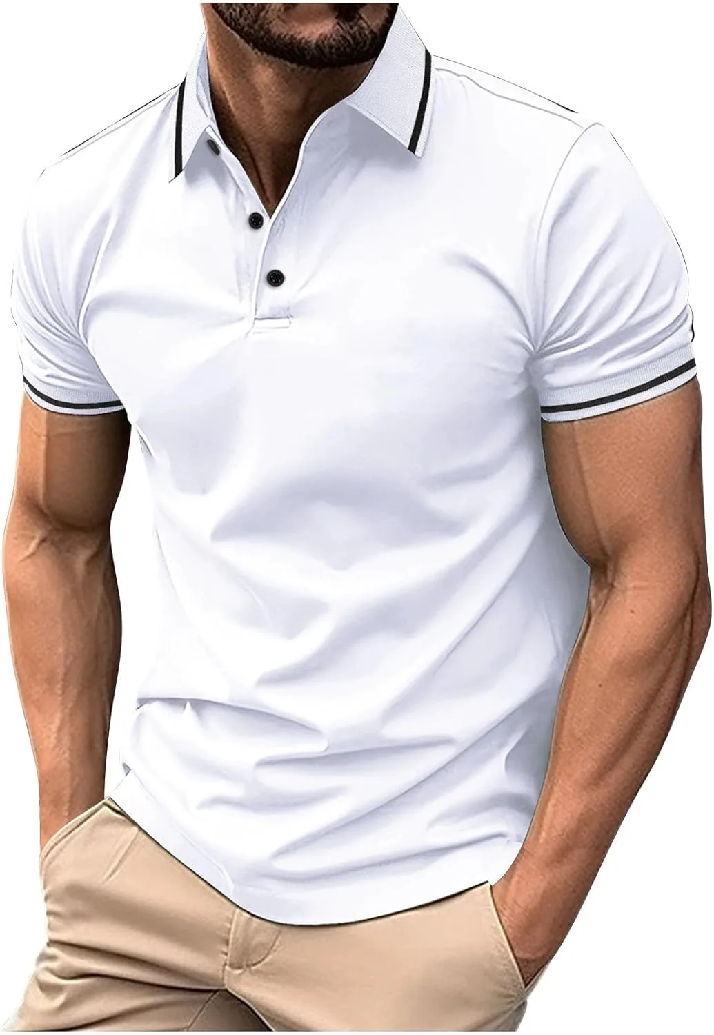 

Мужская поло с карманом, короткий рукав, летняя, slim fit QUNPIU
