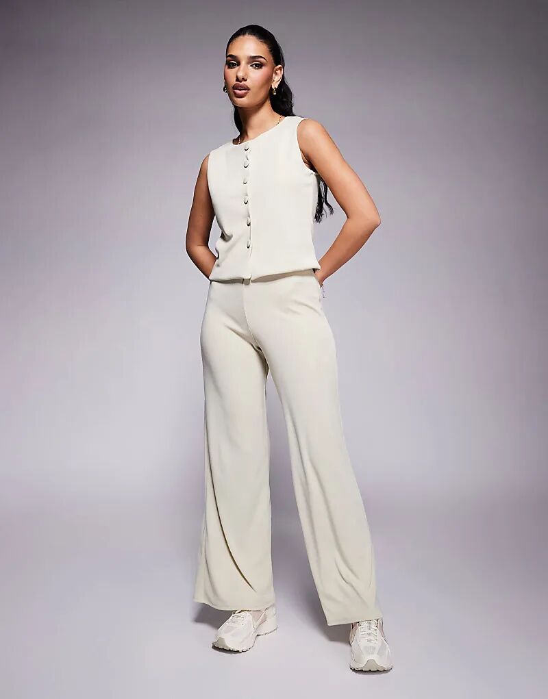 

Широкие брюки в рубчик от ASOS DESIGN, цвет «песочный»