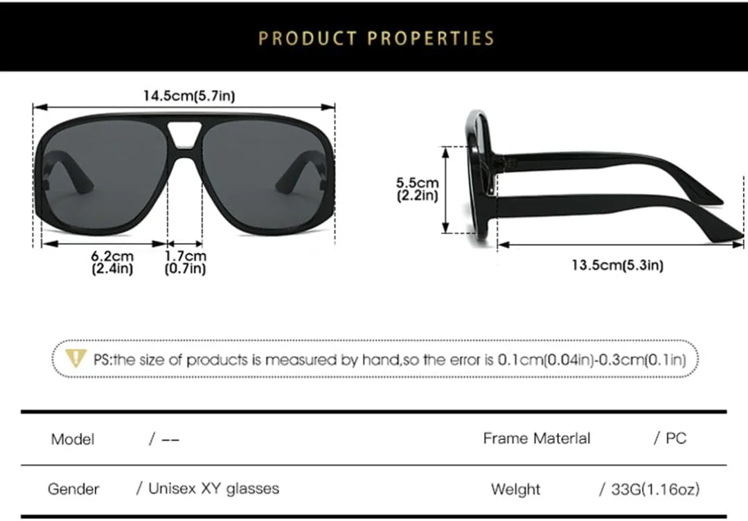

Классические большие солнцезащитные очки для мужчин и женщин в стиле ретро, ​​модные, с защитой от УФ-излучения UV400, для летнего и пляжного отдыха VFDHN, Black Gray