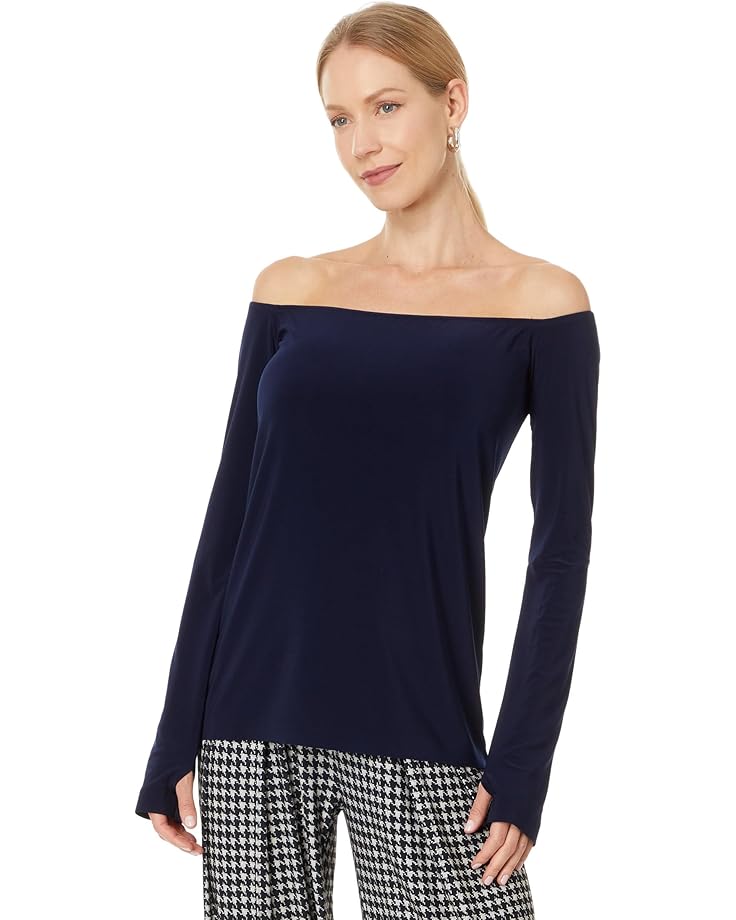 

Топ Norma Kamali Long Sleeve Off Shoulder Top, цвет True Navy