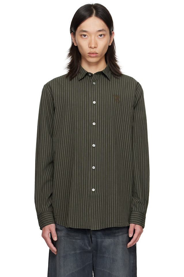 

Acne Studios Рубашка в полоску цвета хаки