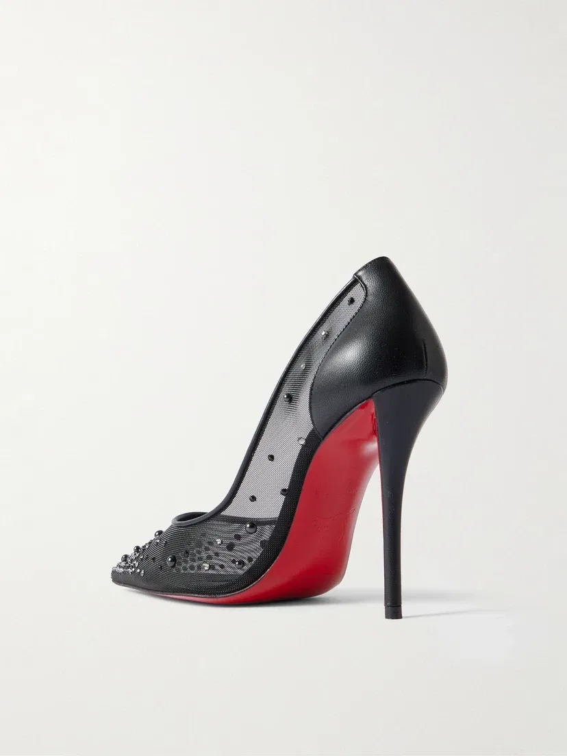 Туфли Miss Z Degrastrass Perla 100 из сетки с кожаной отделкой Christian Louboutin, черный — фото 3