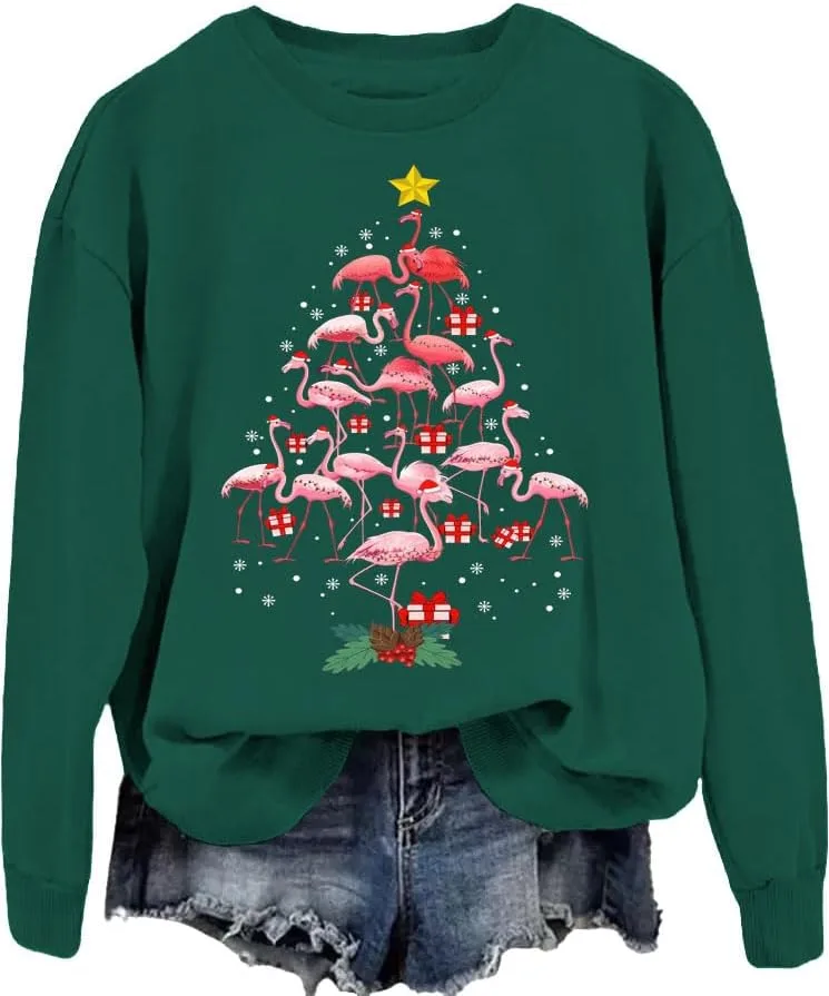 

Толстовка с капюшоном Flamingo Christmas Tree