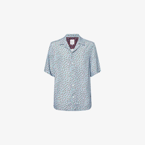 

Рубашка с графическим принтом, классического кроя, из ткани Paul Smith, синий
