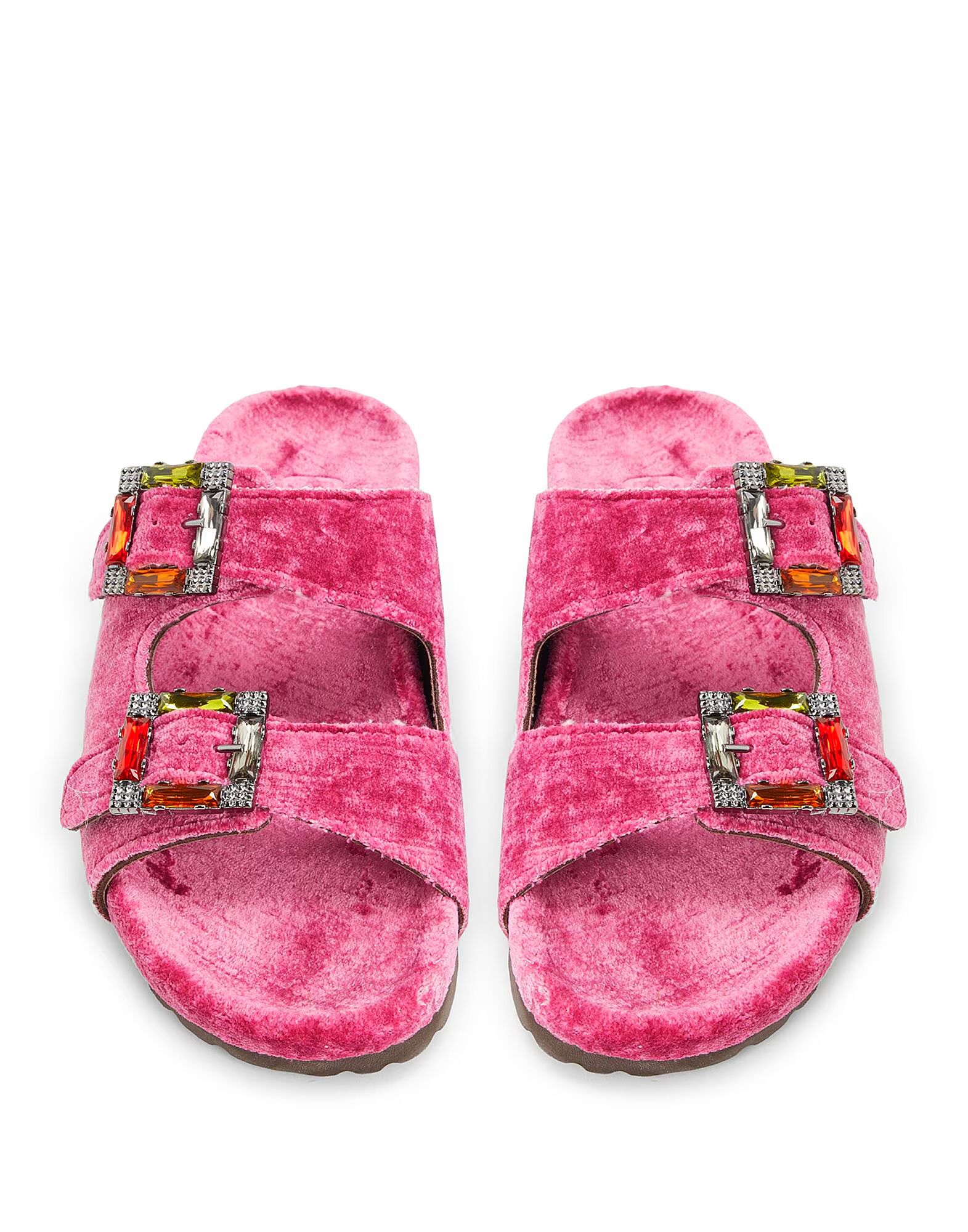 Сандалии Velvet Embellished Buckle Mules 8 By Yoox, лиловый — фото 3