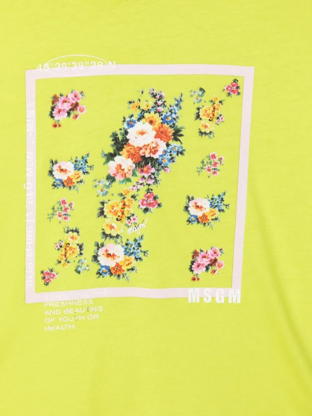 Укороченная футболка с цветочным принтом для подростков Msgm Kids, желтый — фото 3