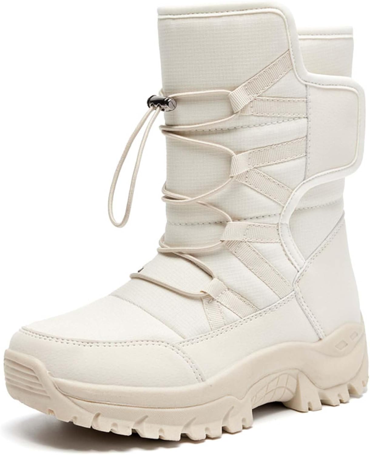 

Мужские и женские зимние снегоступы водонепроницаемые теплые высокие с подкладкой из меха ботинки для походов на холодную погоду, противоскользящие спортивные, повседневные и ботинки для прогулок Generic, бежевый