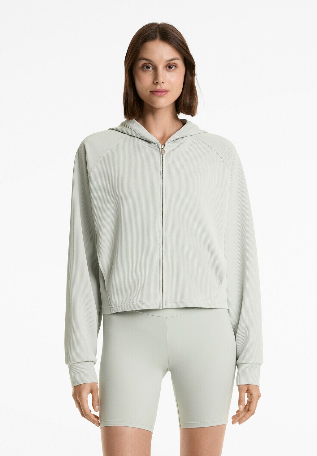 

Толстовка на молнии HOODED RIB OYSHO, зеленый