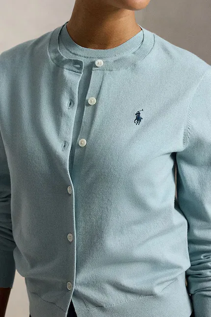 Кардиган из хлопка модель с застежкой Polo Ralph Lauren, бирюзовый — фото 4