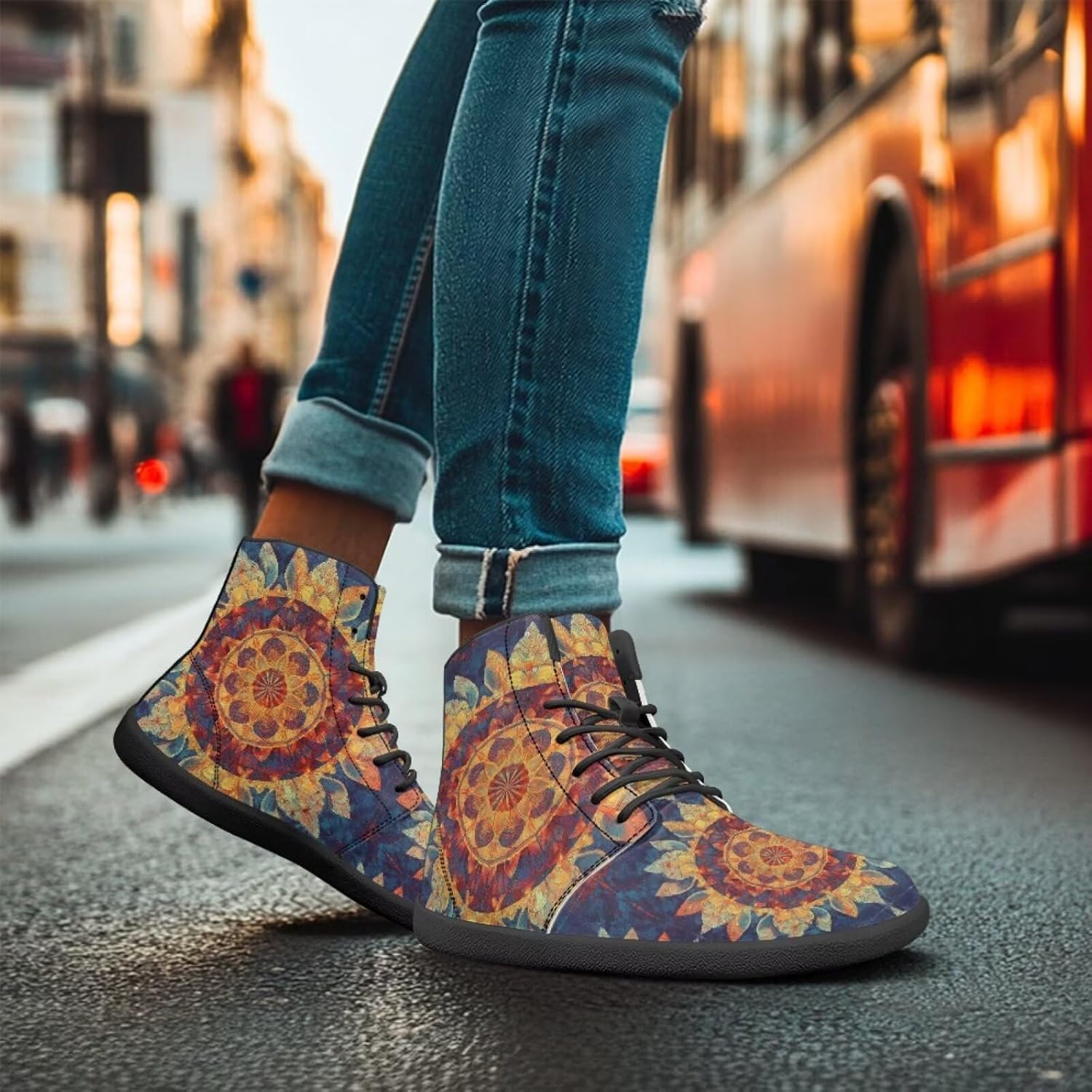 Мужские сандалии Howilath Boho Mandala с животным принтом, обувь, кроссовки с широкой носочной частью, высокие кеды, минималистичные кроссовки с нулевым перепадом — фото 3