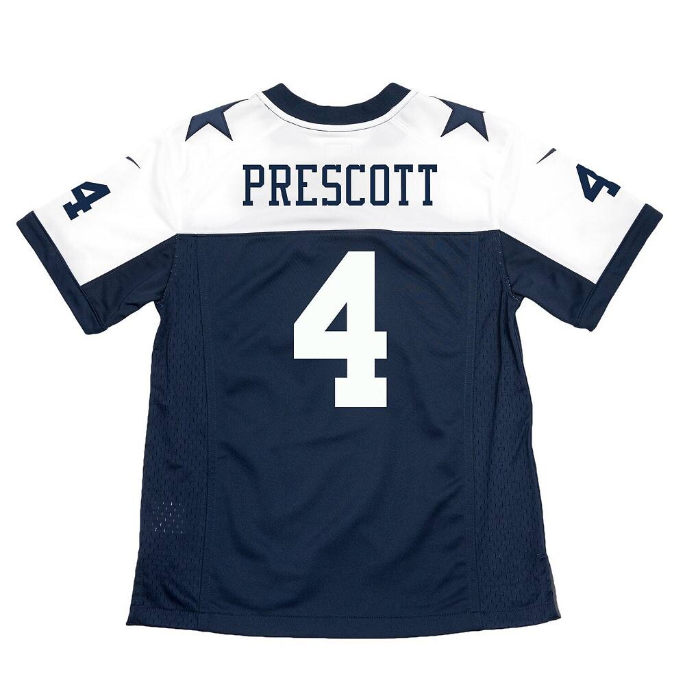 Молодежный игровой трикотаж Nike Dak Prescott Navy Dallas Cowboys Throwback Game, цвет Cow Navy — фото 3