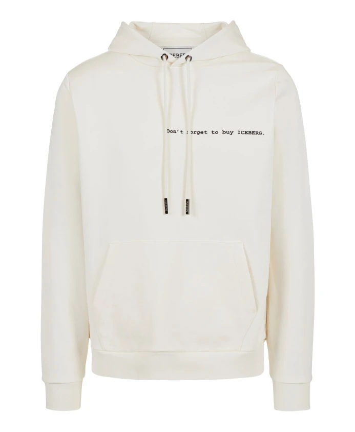 

Худи стандартного кроя ванильного цвета с принтом и вышивкой в виде списка покупок. Iceberg, белый