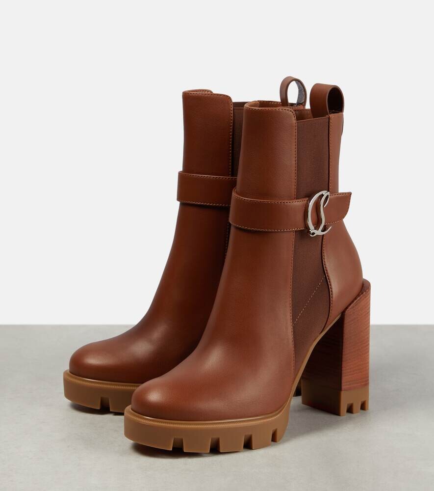 Декорированные кожаные ботильоны CL Chelsea Lug 100 Christian Louboutin, коричневый — фото 3
