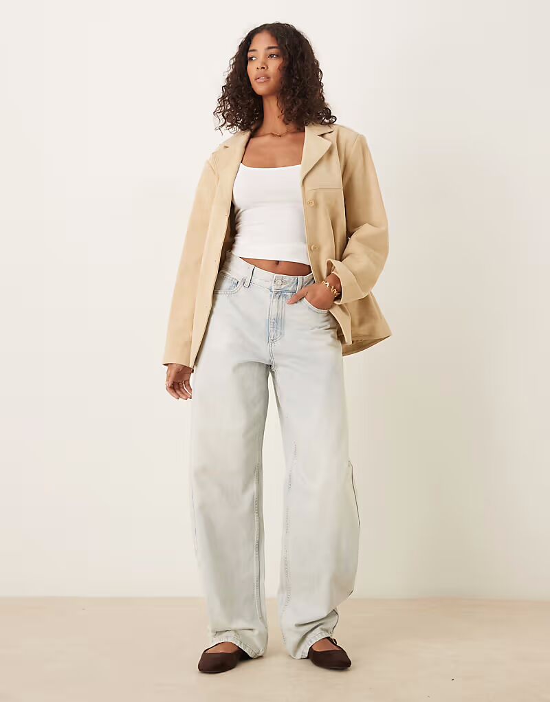 

Куртка из натуральной замши в стиле 70-х ASOS DESIGN цвета пахты, Коричневый, Куртка из натуральной замши в стиле 70-х ASOS DESIGN цвета пахты