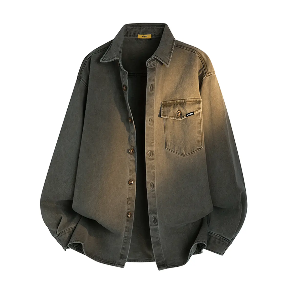 

Рубашка Unisex Lapel Moderate Denim Jeep, оливково-зеленый