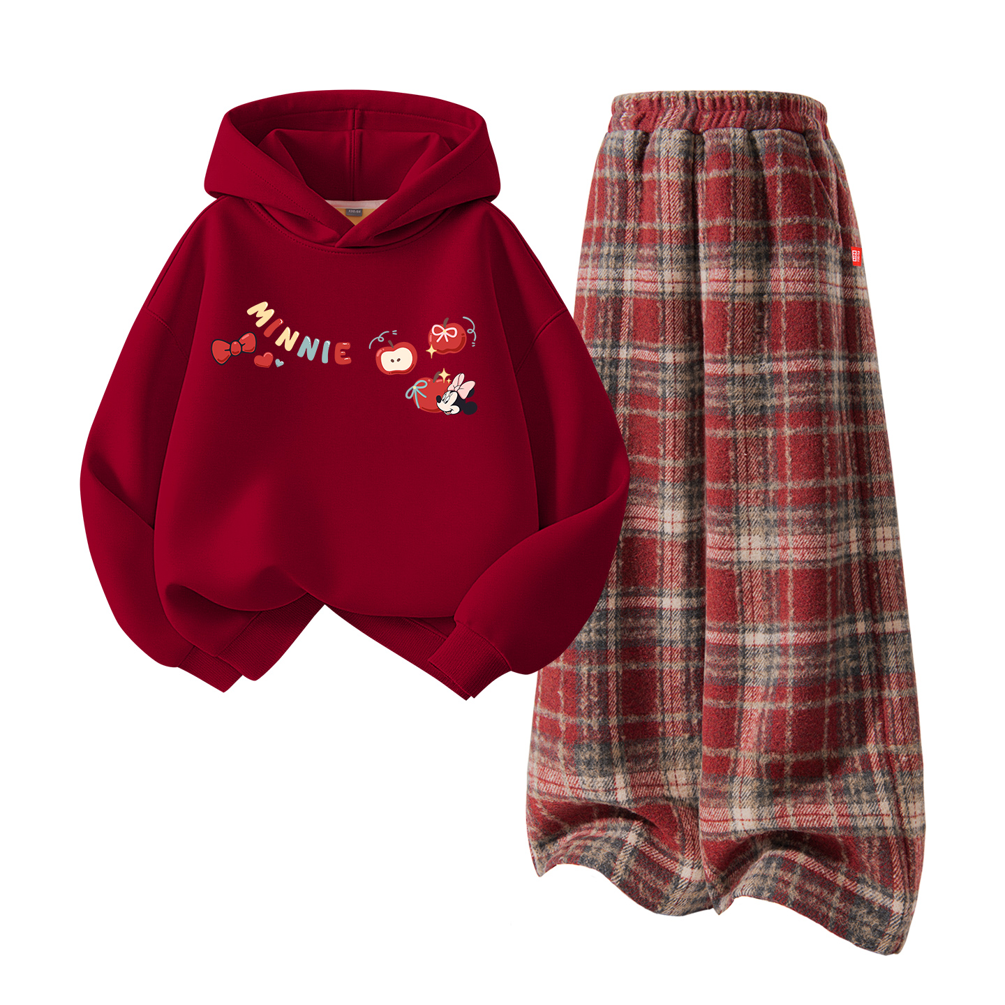 

Детский танский костюм Disney, [thickened and fleece-lined]dapple annie_top бордовый+solid color красный plaid