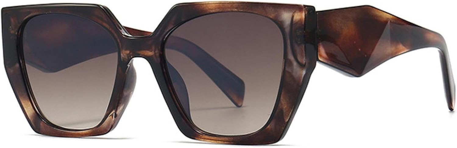 

Ретро-солнцезащитные очки «кошачий глаз» с многоугольными линзами, разноцветные, модные женские, с прозрачным градиентом, защита от УФ-излучения UV400, мужские солнцезащитные очки VVTWSSW, Brown Pattern Clear