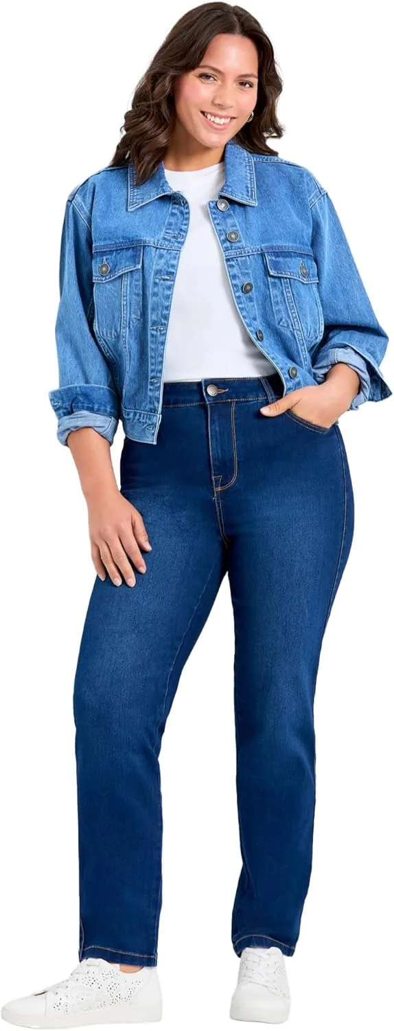 

Женские джинсы Avenue Plus Size Petite Butter Denim Straight Leg