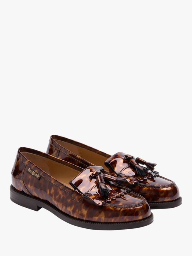 Честерские лоферы с кисточками из лаковой кожи с эффектом черепахи Russell & Bromley, Brown — фото 2
