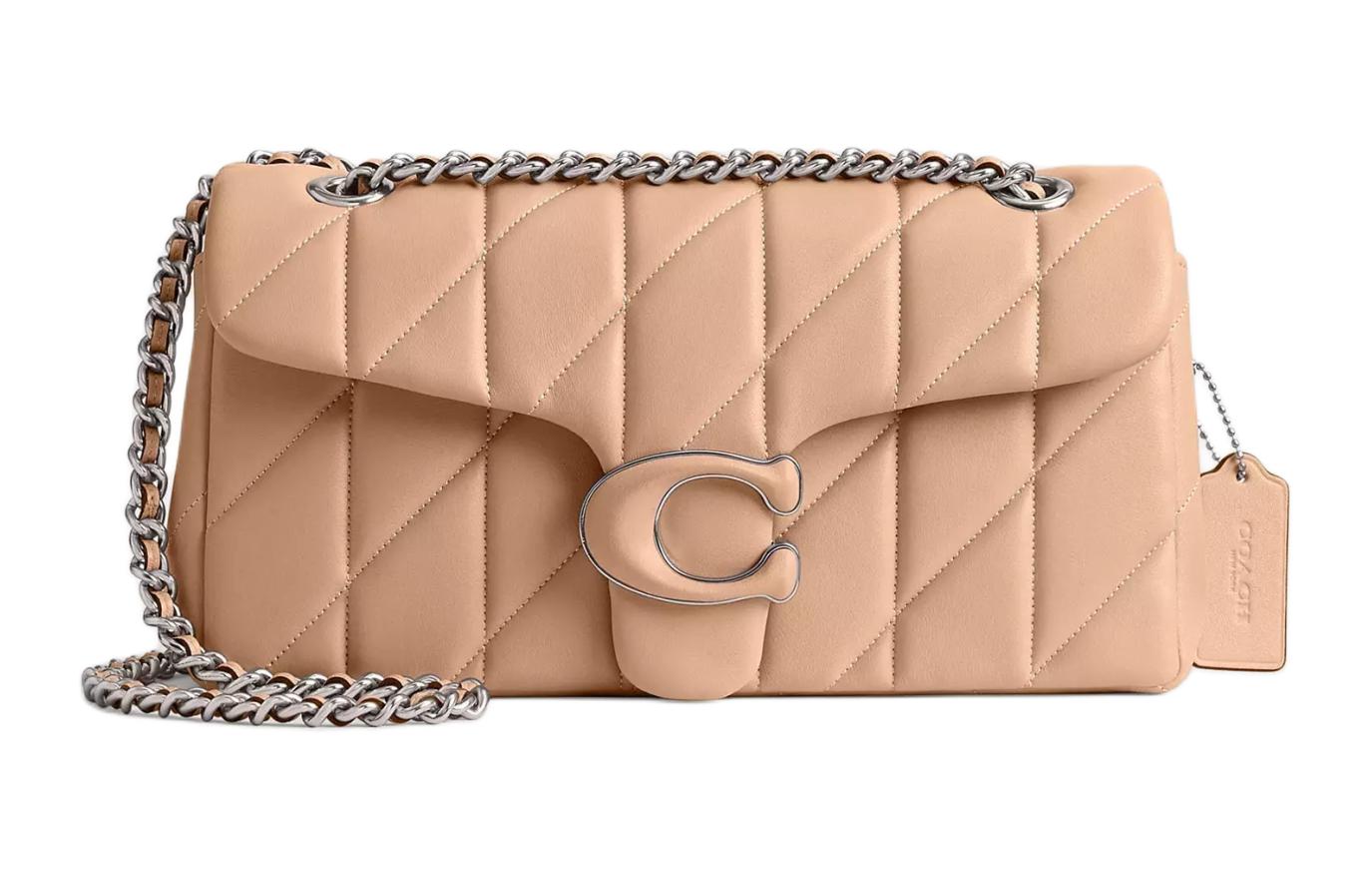 

Сумка-хобо Tabby Nappa Leather через плечо среднего размера для женщин бежево-желтая COACH