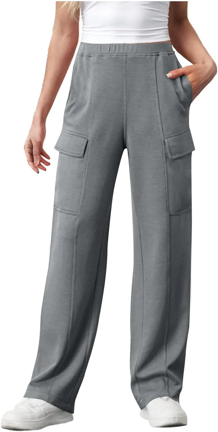 Женские карго брюки Slim Fit с эластичными манжетами Casual Streetwear в стиле джоггеров из легкой ткани Generic, серый
