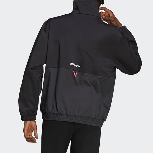 Куртка adidas originals G Outd Wb Sports Printing Cardigan Stand Collar Jacket Black, черный — фото 3