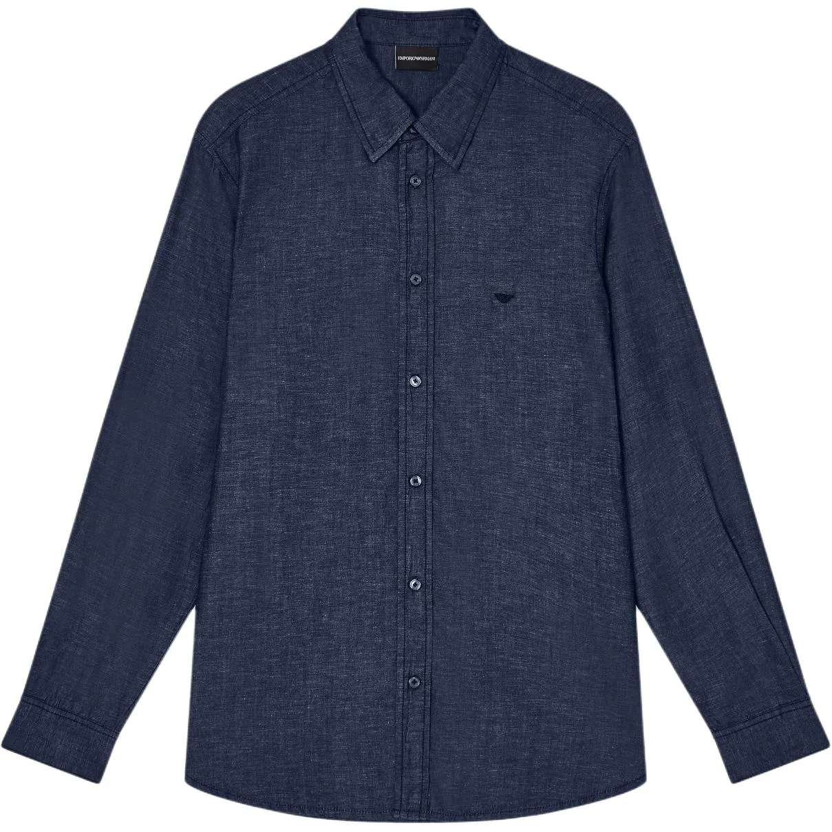 Джинсовая рубашка с вышитым логотипом EMPORIO ARMANI, Blue