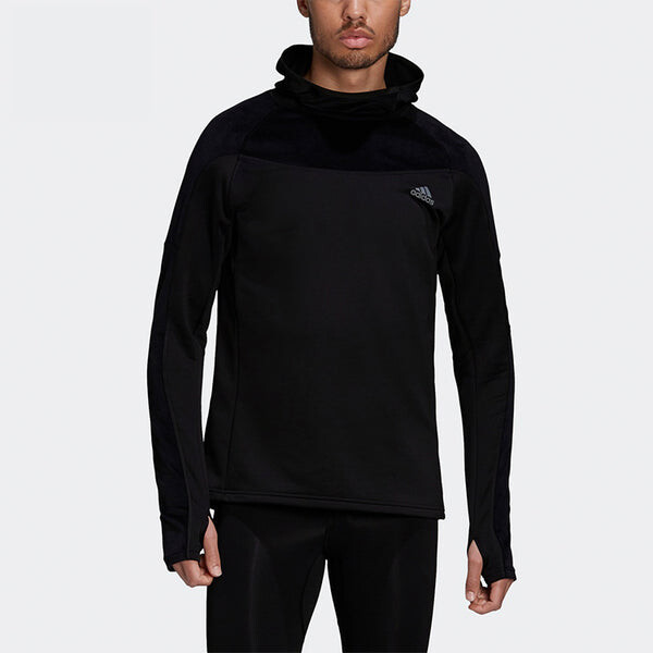 Толстовка men's warm hooded sports black Adidas, черный — фото 2