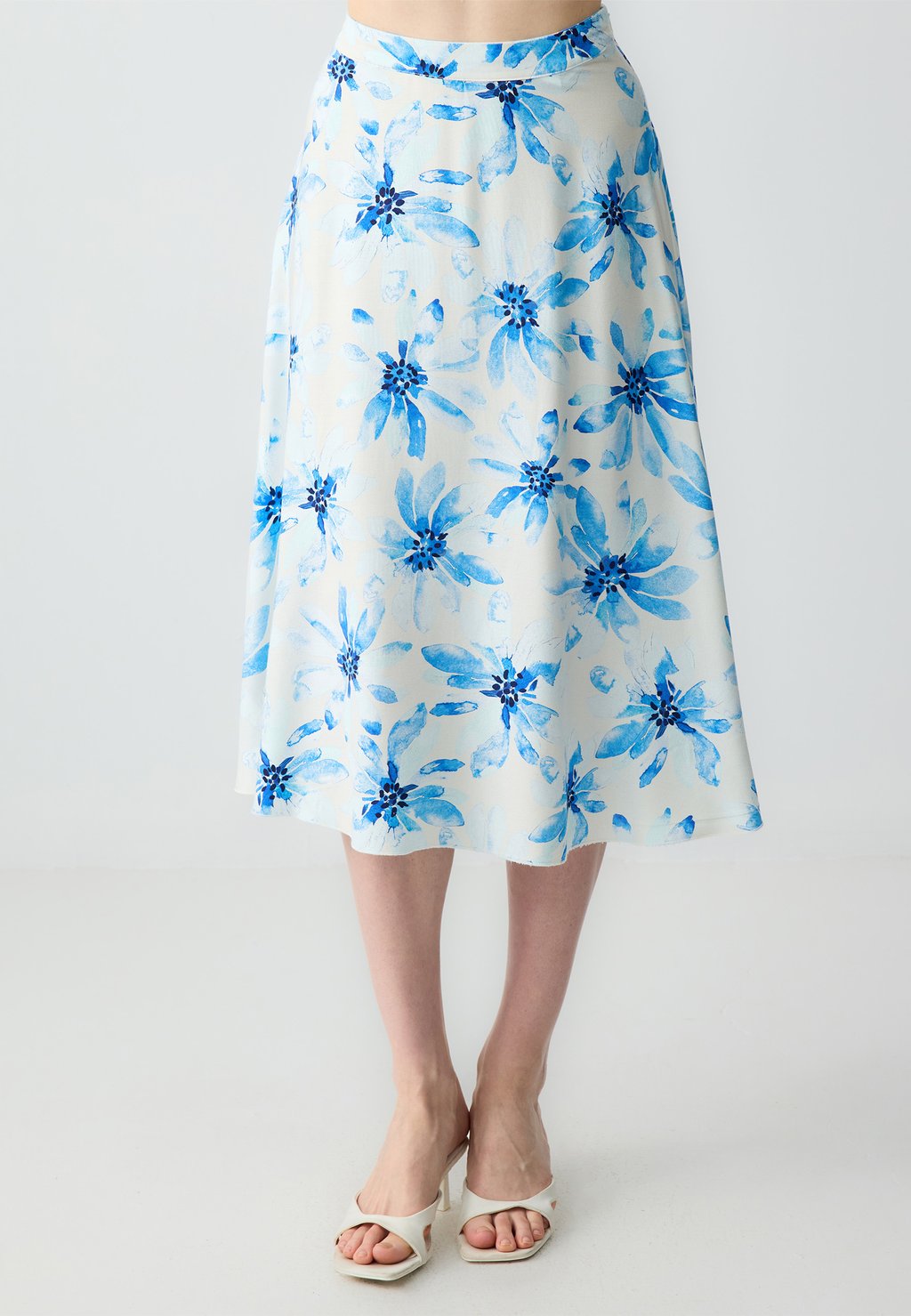 

Юбка А-силуэта RELAXED FIT FLORAL PATTERNED HIGH WAIST MIDI Jimmy Key, белый