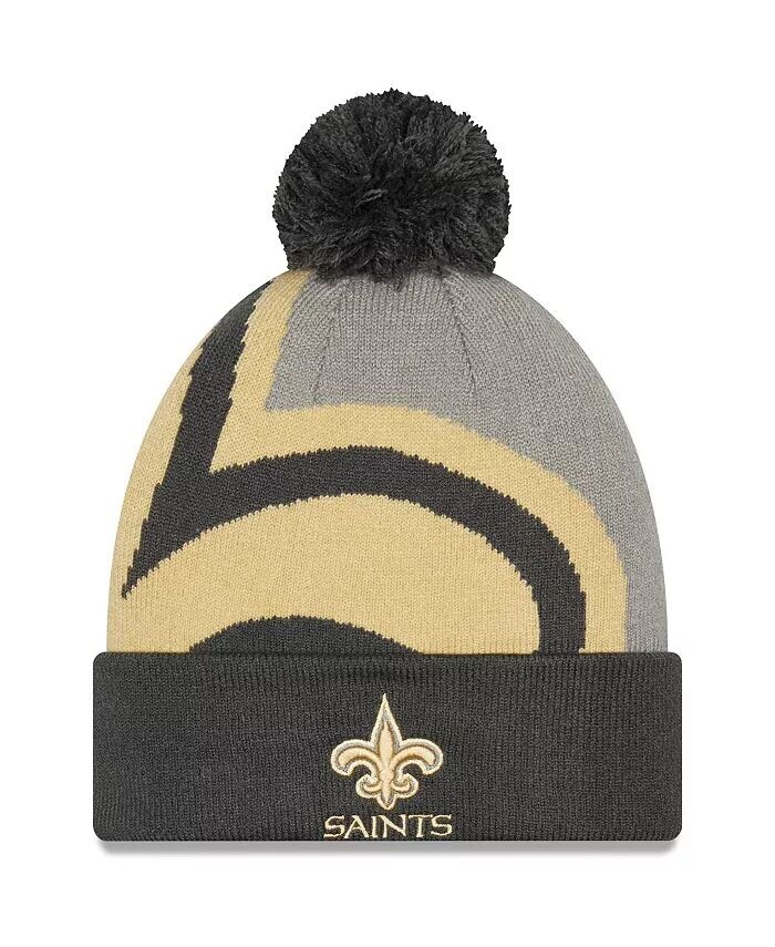 

Мужская графитовая вязаная шапка New Orleans Saints Logo Whiz Redux с манжетами New Era