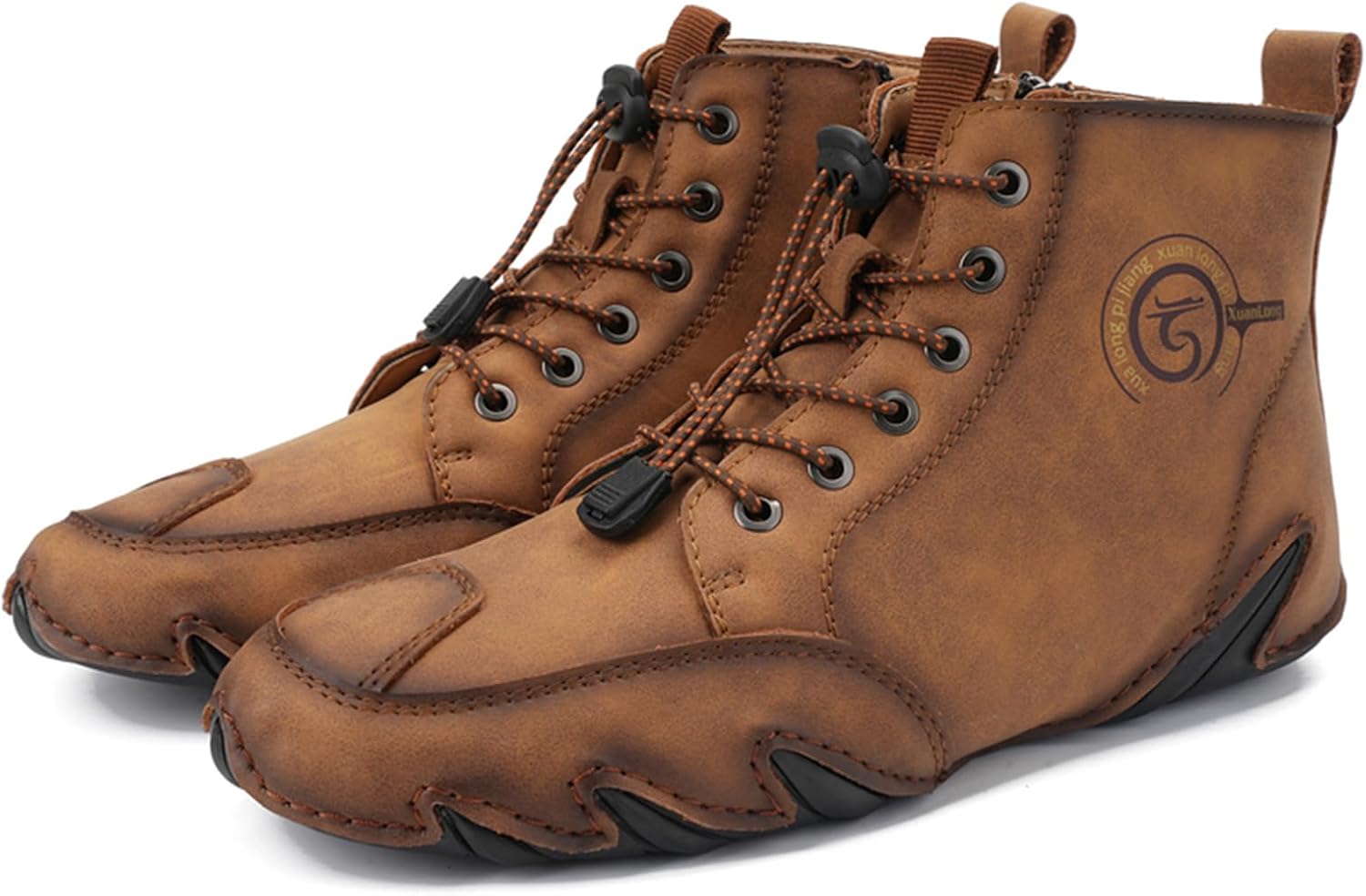 

Мужские модные кожаные кроссовки, ботинки челси на щиколотке, слипоны, легкие лоферы для прогулок и вождения Abborora, коричневый