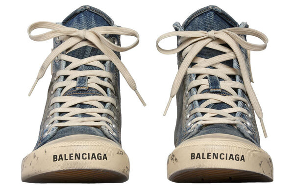 Кроссовки paris high top sneakers 'blue destroyed denim and rubber' Balenciaga, синий — фото 4