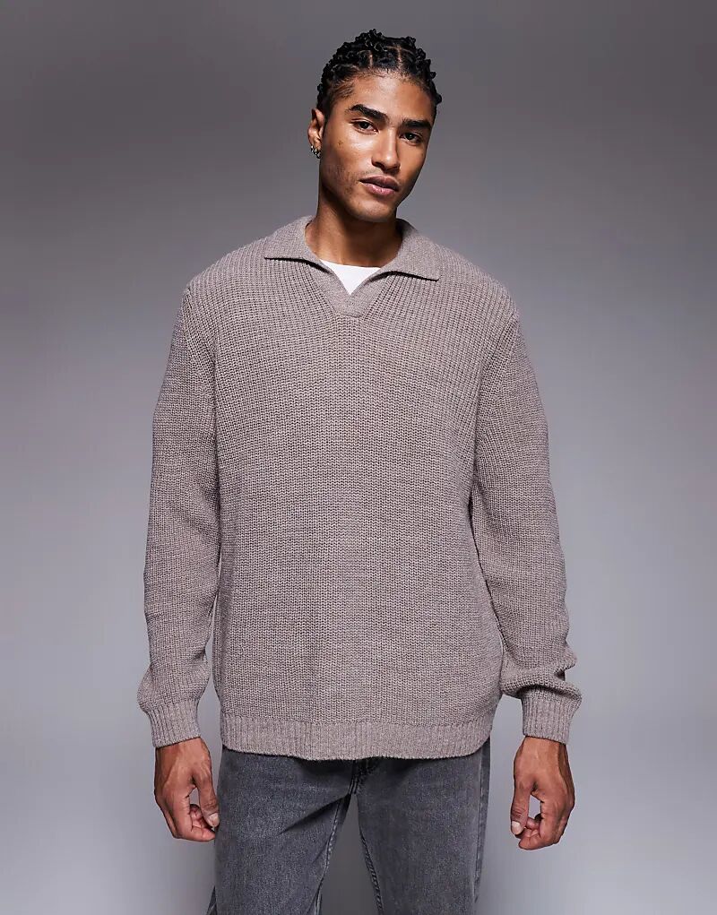 

Свободное трикотажное поло ASOS DESIGN с вырезом на шее из норки