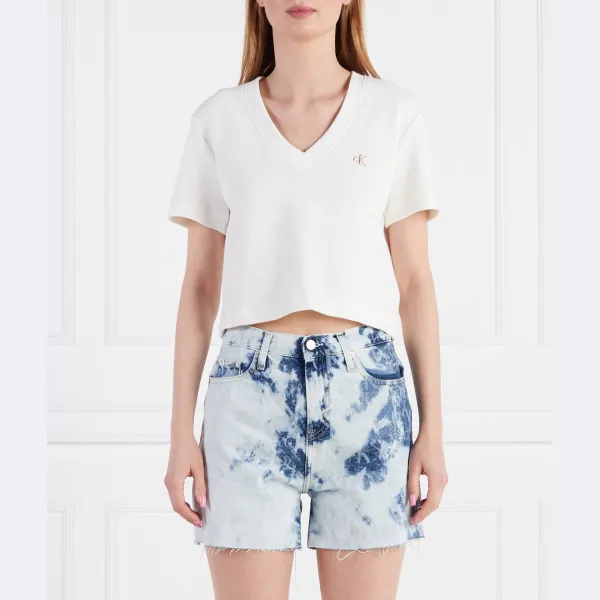 

Укороченная футболка вафельного кроя Calvin Klein, белый