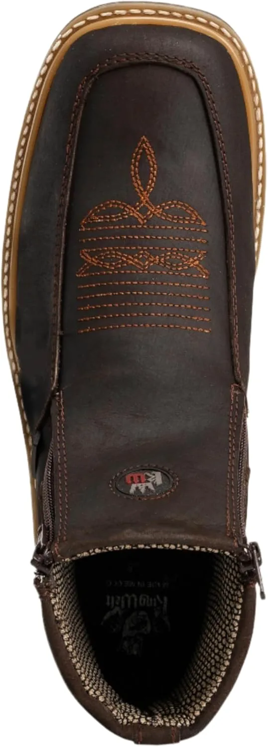 

Короткие рабочие ботинки King Welt Country Flex из натуральной кожи с двойной молнией, мягким носком и подошвой на танкетке с полоской, коричневый