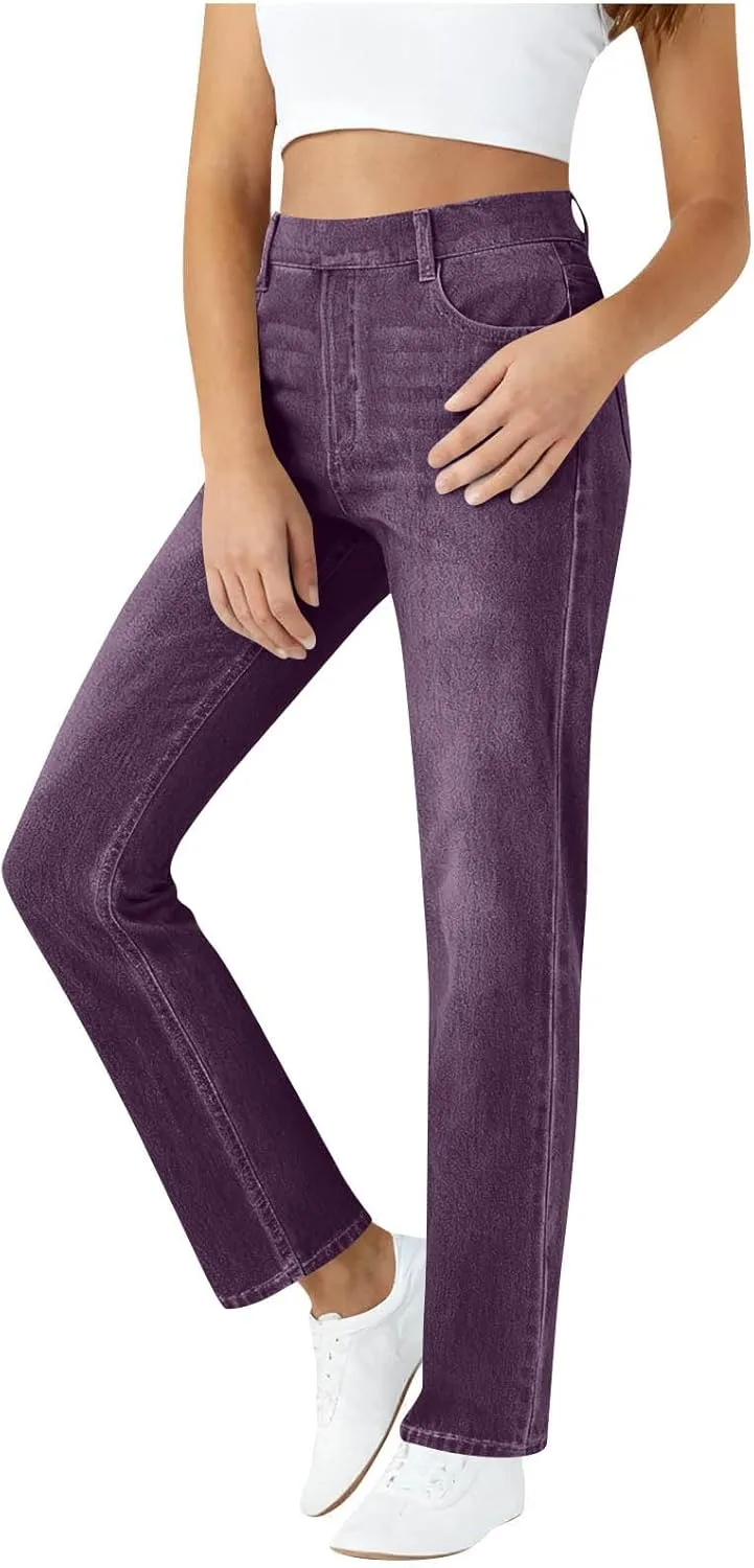 

Джинсы женские Straight Leg с карманами High Waisted Stretchy