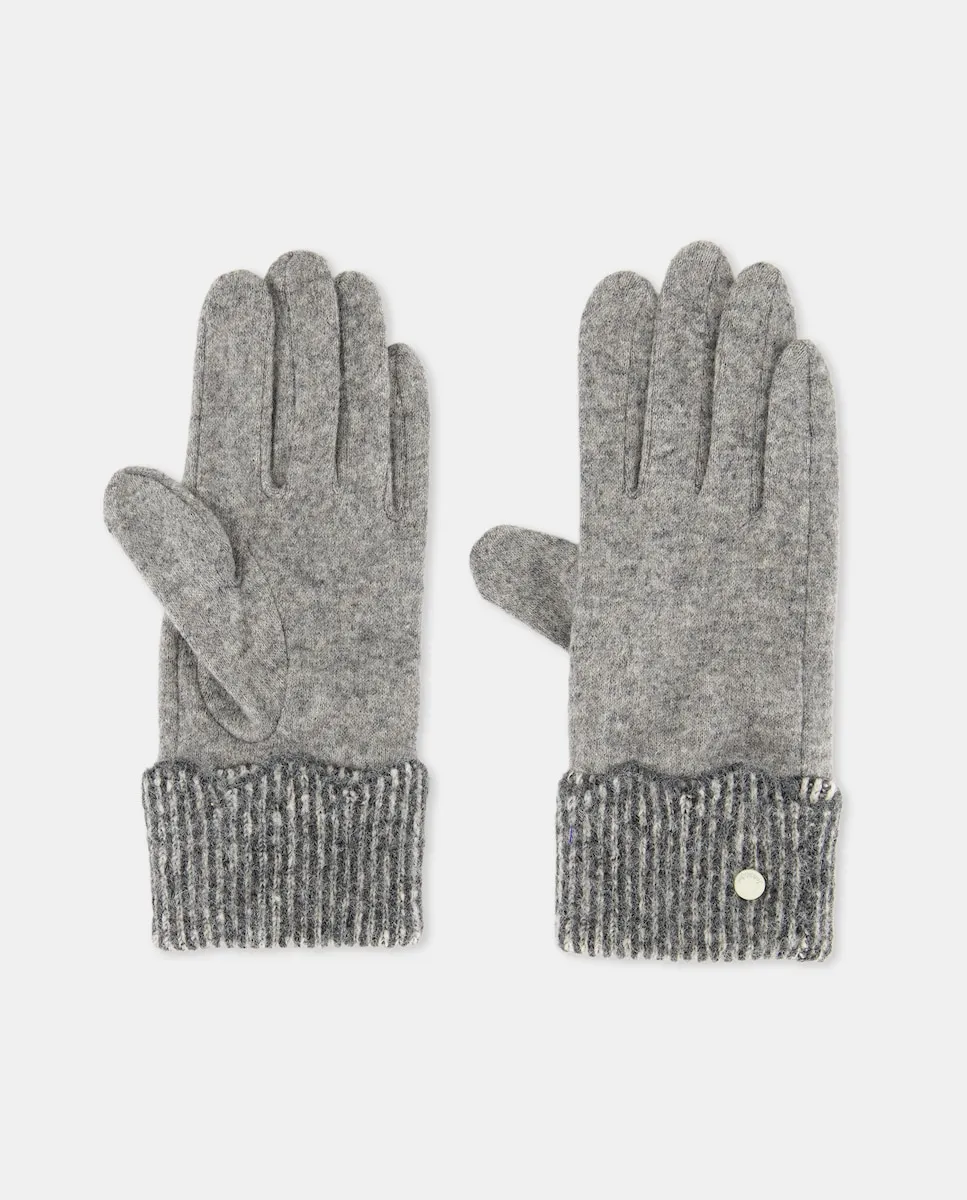 

Вязаные перчатки с узором «зигзаг» на манжете Jo & Mr. Joe, светло-серый