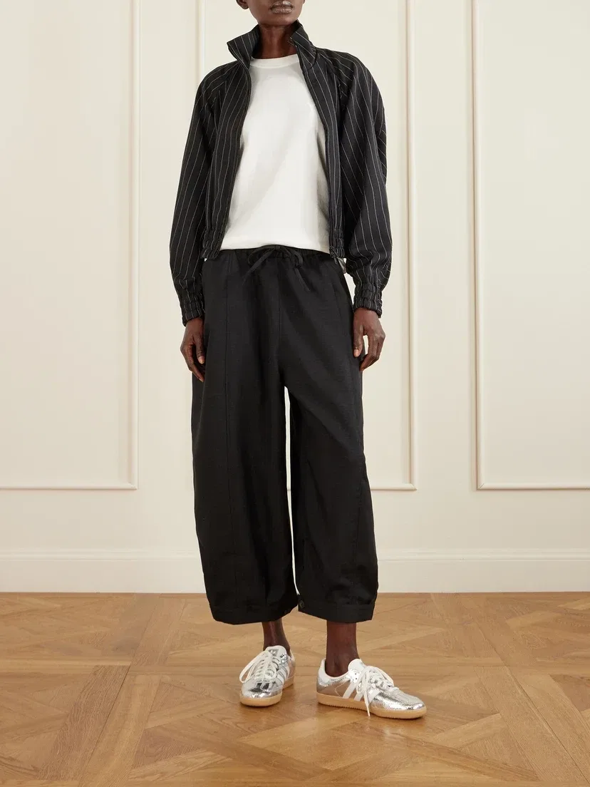 Укороченные широкие брюки из переработанного джерси С Y-3 adidas Originals, черный — фото 2