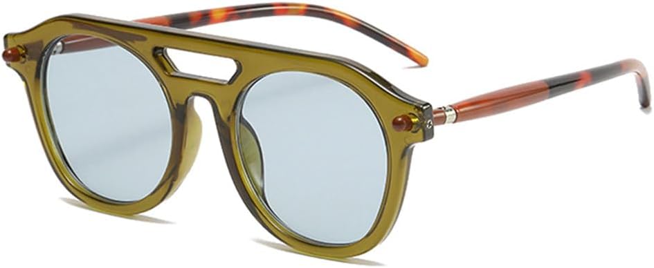 

Солнцезащитные очки UV400 с двойной перемычкой, прозрачными градиентными линзами и заклепками, для женщин и мужчин, для бега и занятий спортом на открытом воздухе UYPTK, Olive Green Blue