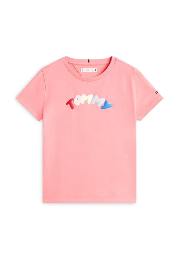 Футболка с круглым вырезом и текстурированным логотипом Tommy Hilfiger, Tropical Blush — фото 4