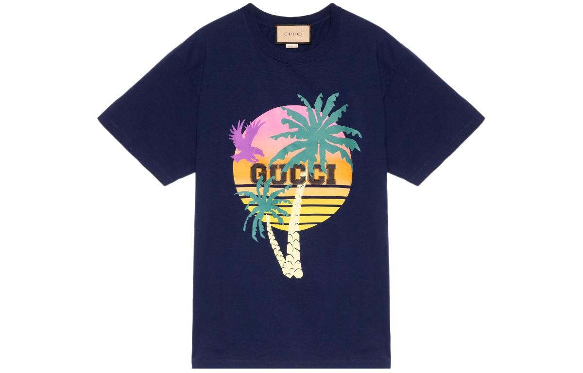 

Футболка мужская темно-синяя Gucci, темно-синий